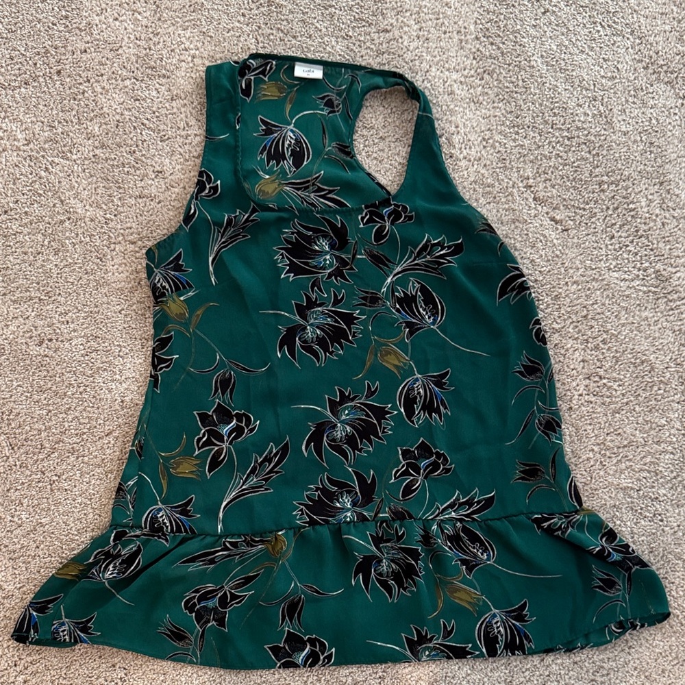 CAbi Green Floral Tank Top